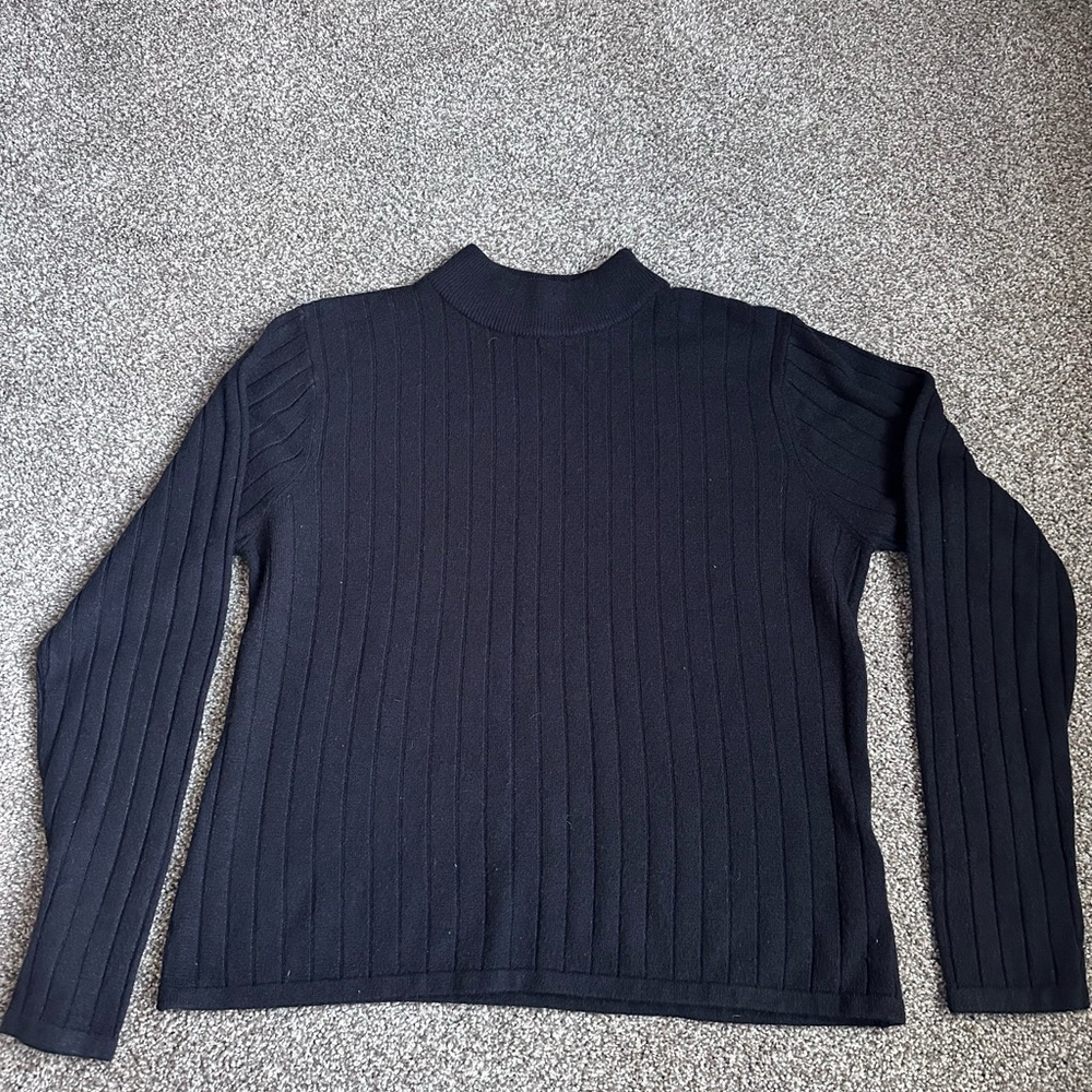 Croft & Barrow Black Ribbed Knit Sweater - Size Large